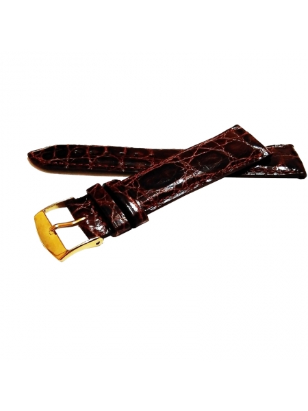 Ремешок для часов Fleurus из кожи крокодила коричневый 20 мм.